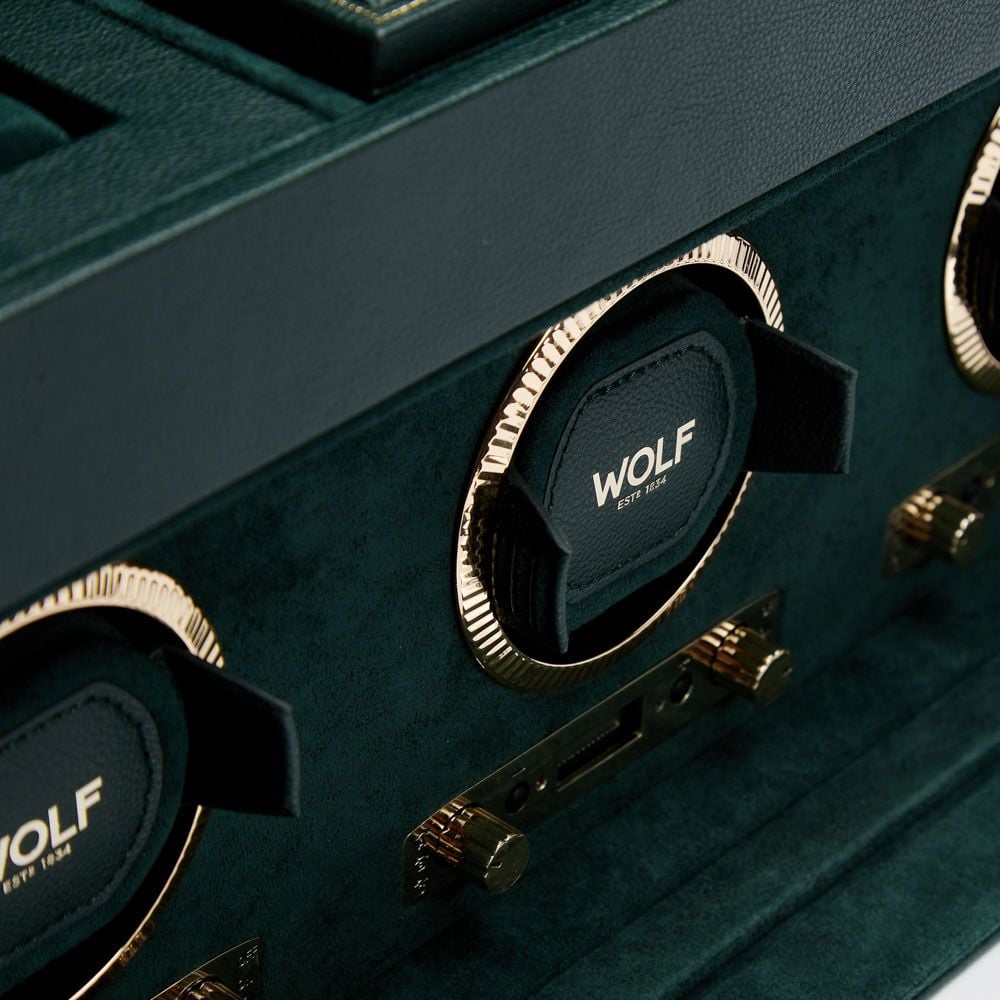 British Racing Green Triple Watch Winder with Storage