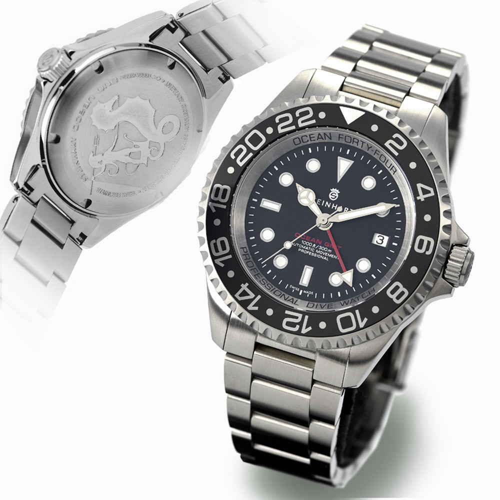 Steinhart Diver Watch Ocean 44 GMT BLACK Ceramic Pura Luxury