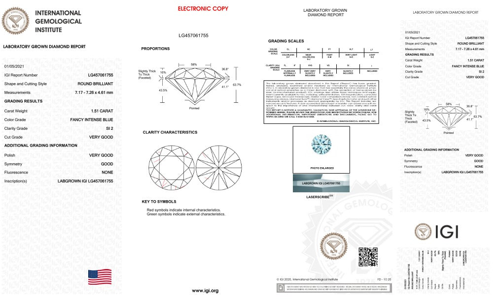 Fancy Intense Blue RBC 1.51 Carat