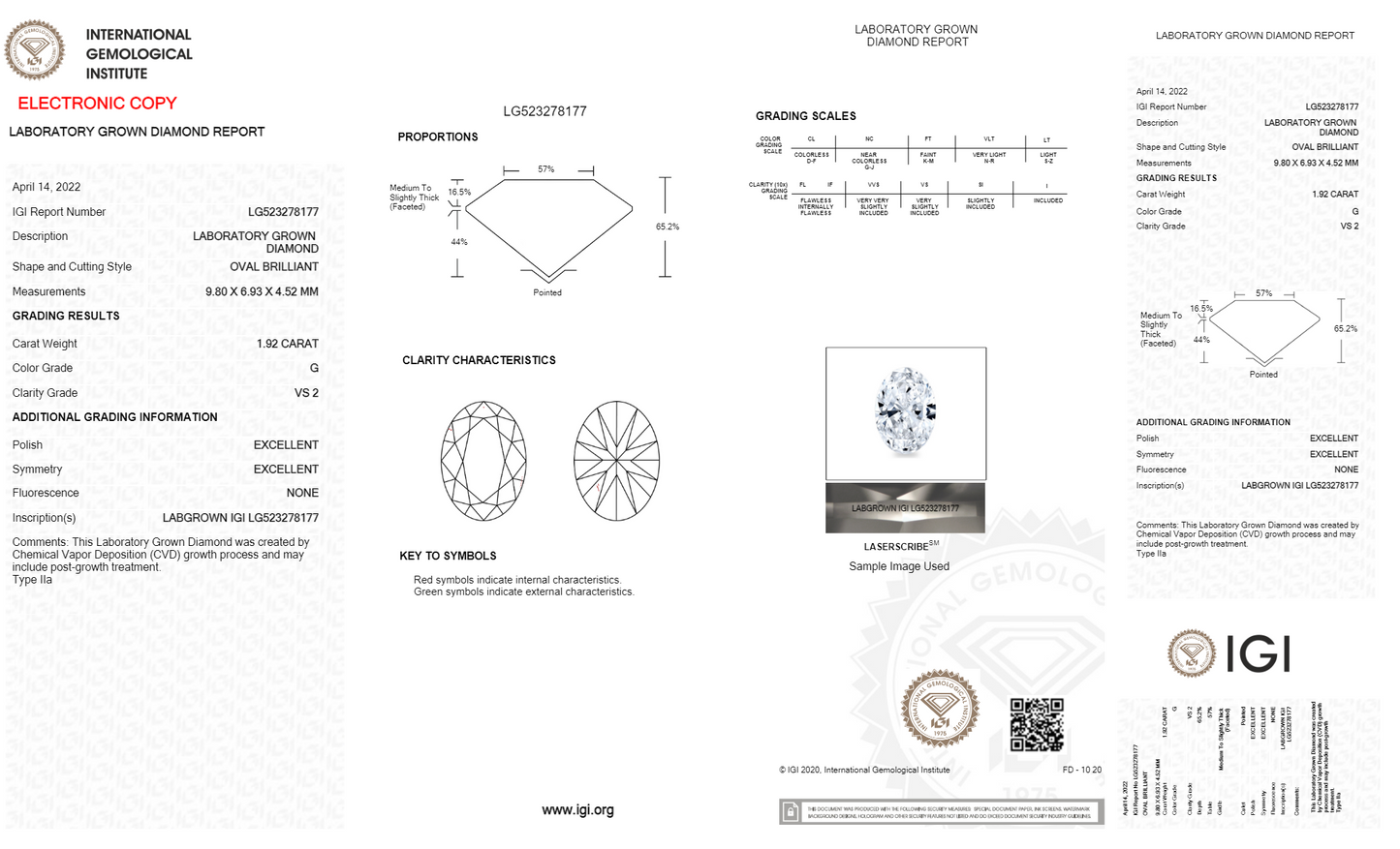 Oval Cut Lab Grown Diamond 1.92 Carat G/VS2