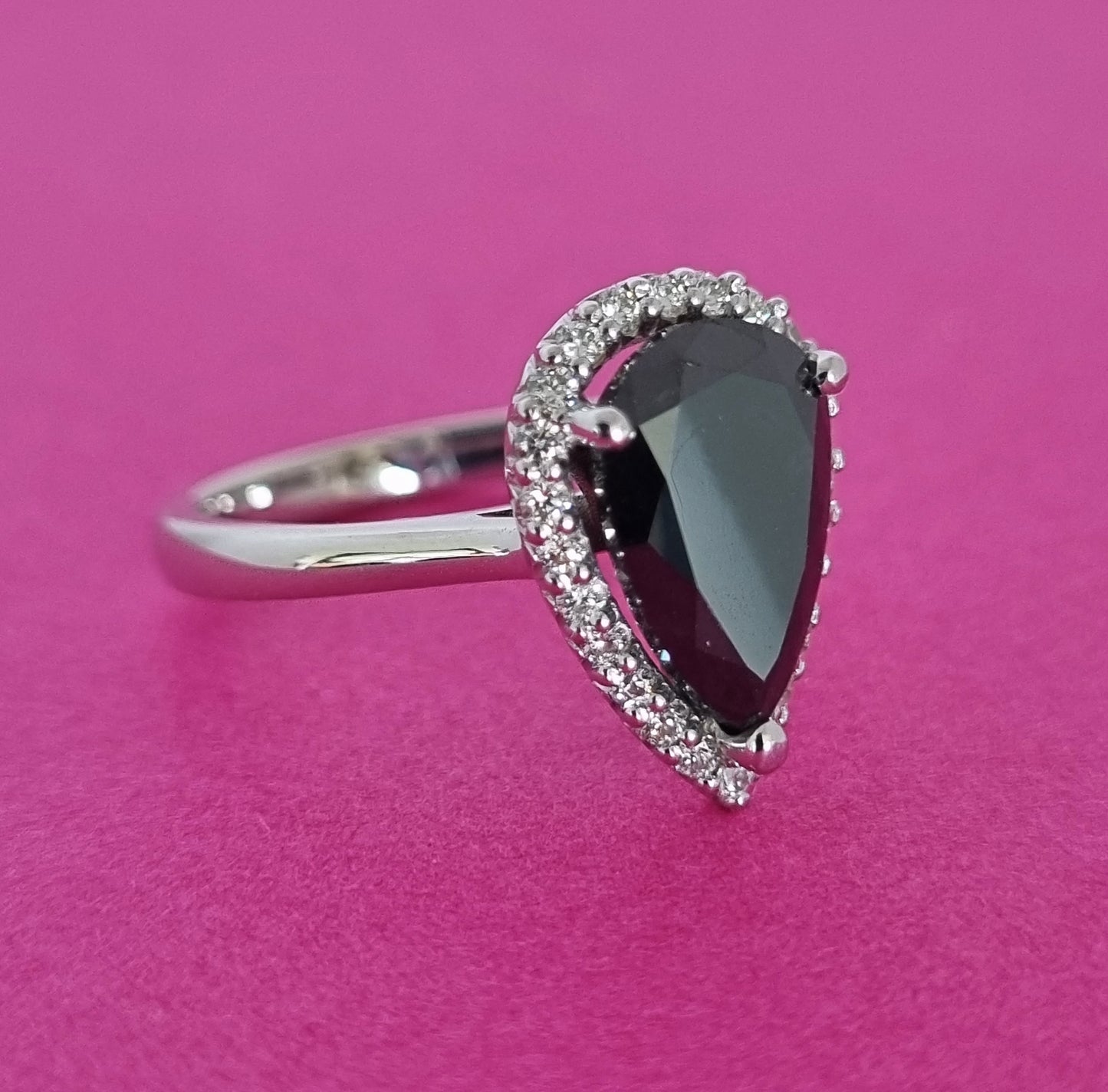 Pear Cut 2.48 Carat Black Diamond Ring