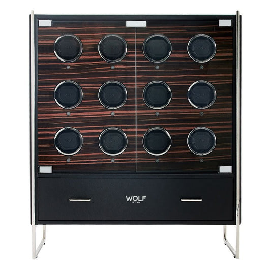 Roadster 12 Piece Watch Winder Cabinet Black