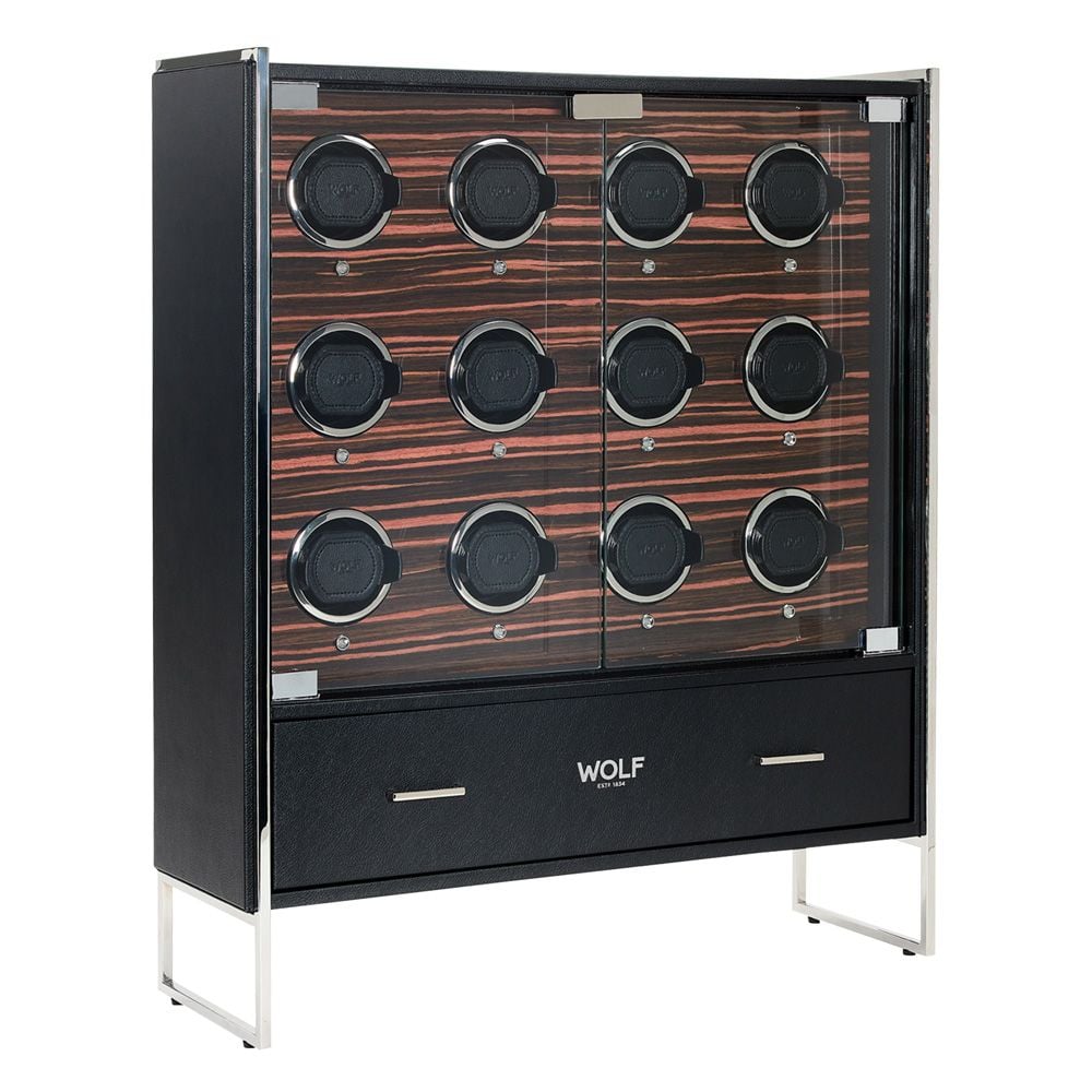 Roadster 12 Piece Watch Winder Cabinet Black