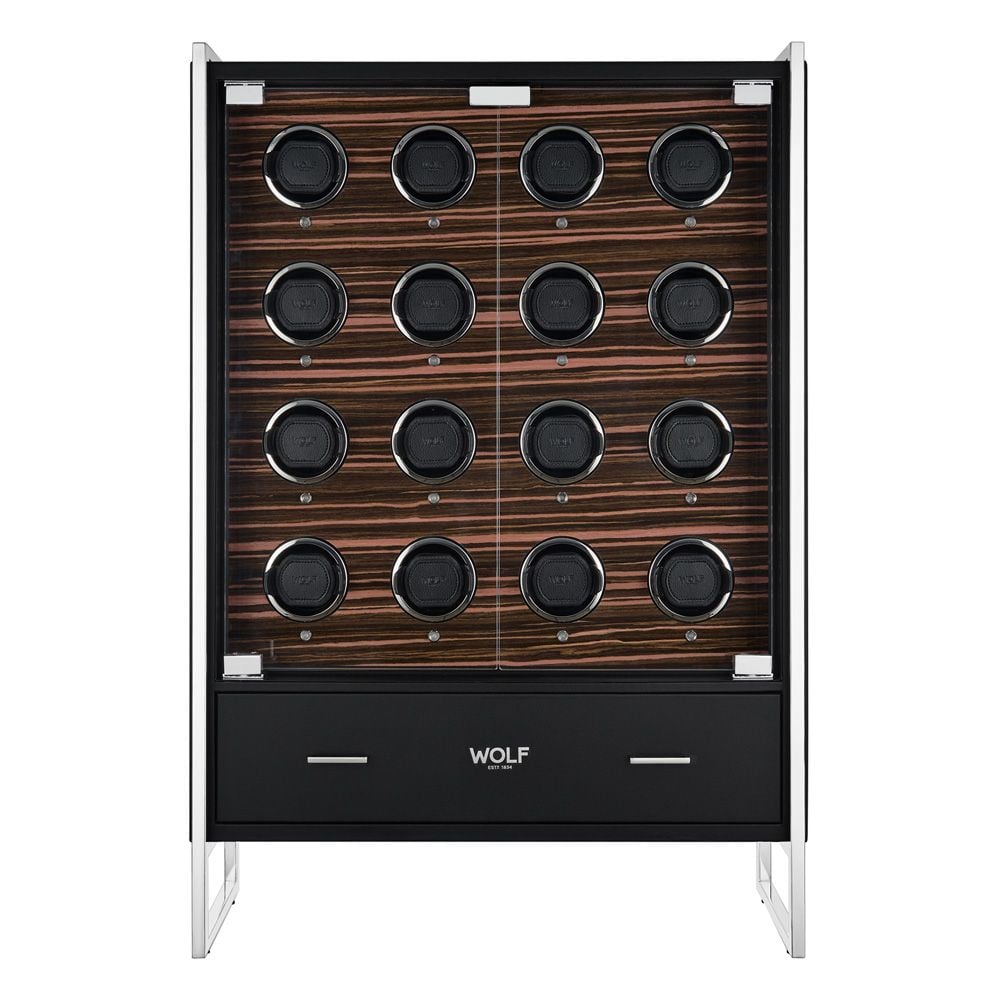 Roadster 16 Piece Watch Winder Cabinet Black