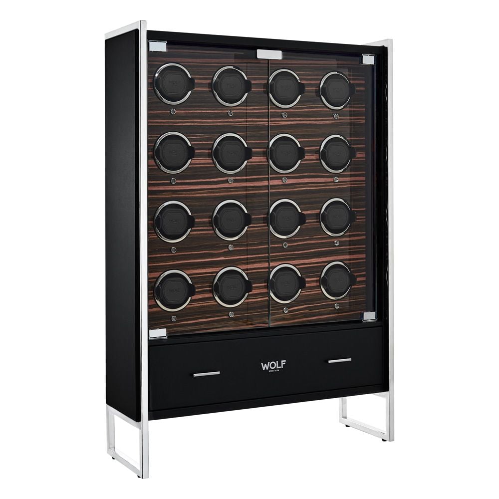 Roadster 16 Piece Watch Winder Cabinet Black