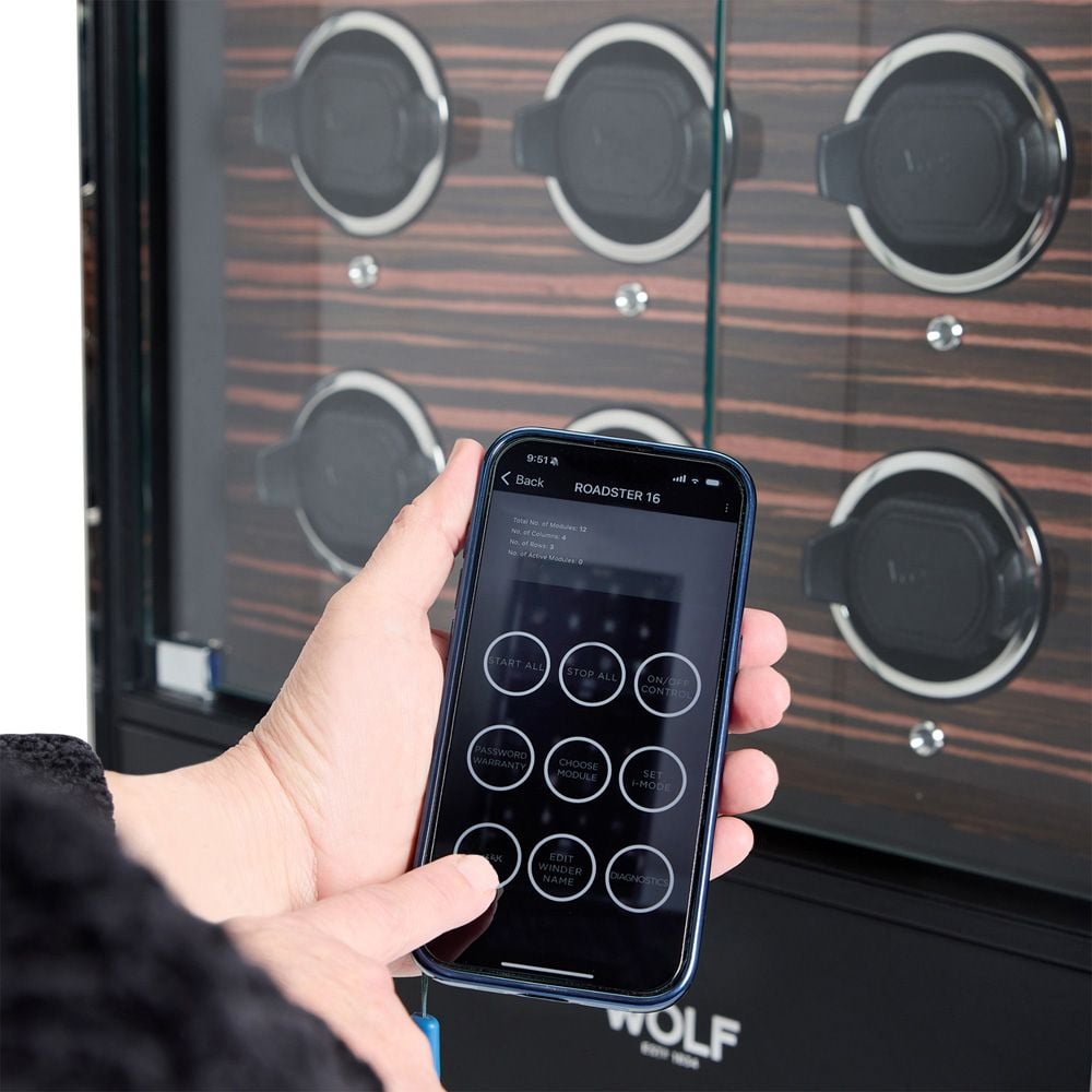 Roadster 16 Piece Watch Winder Cabinet Black