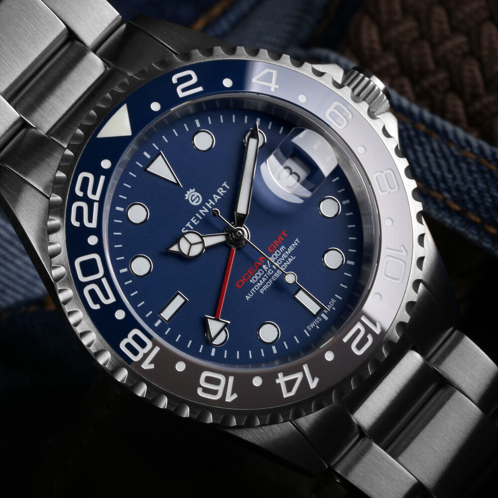 Ocean One GMT blue-grey Ceramic Diver Watch