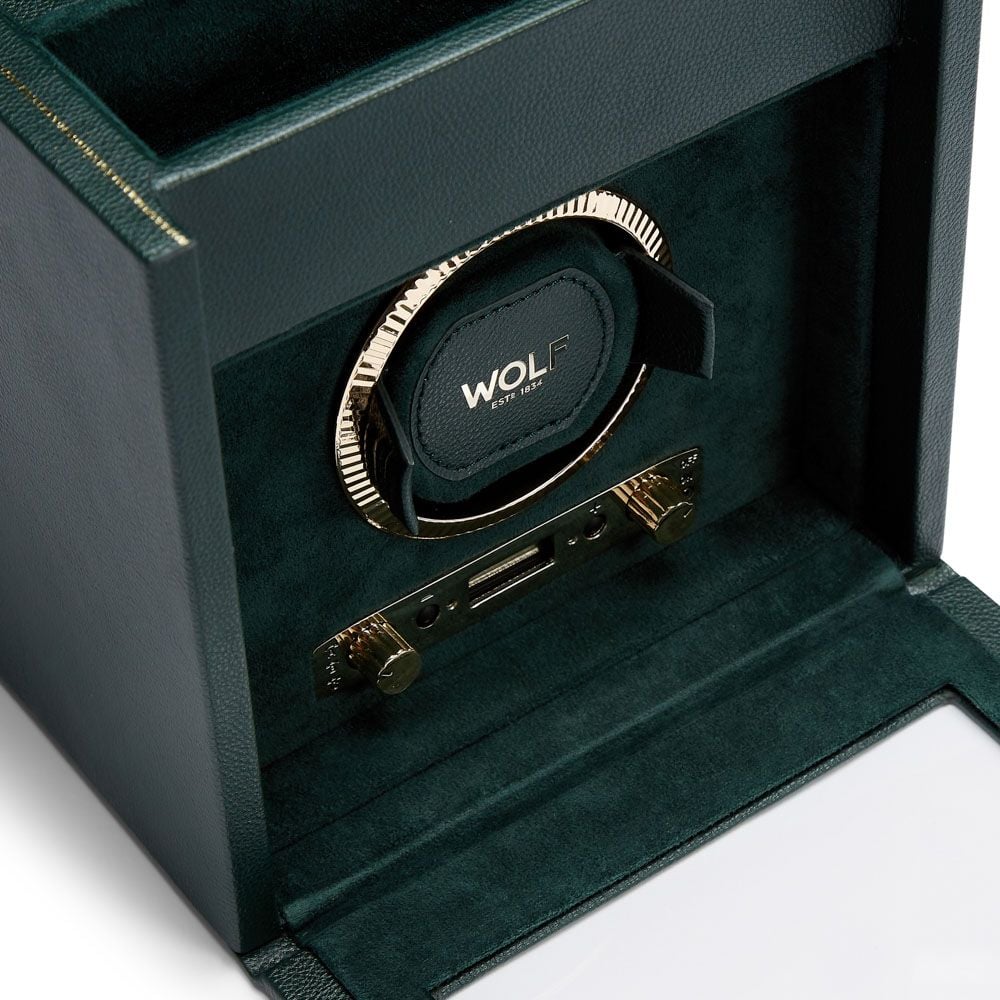 British Racing Green Single Watch Winder with Storage