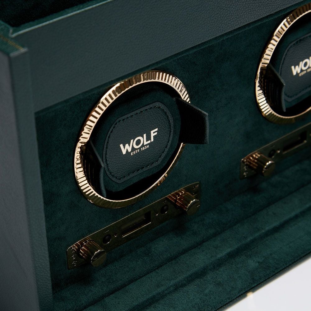 British Racing Green Double Watch Winder with Storage