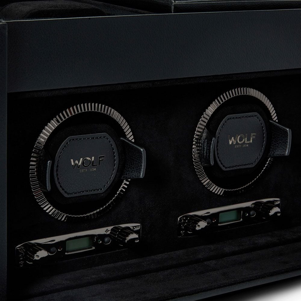 British Racing Black Triple Watch Winder with Storage