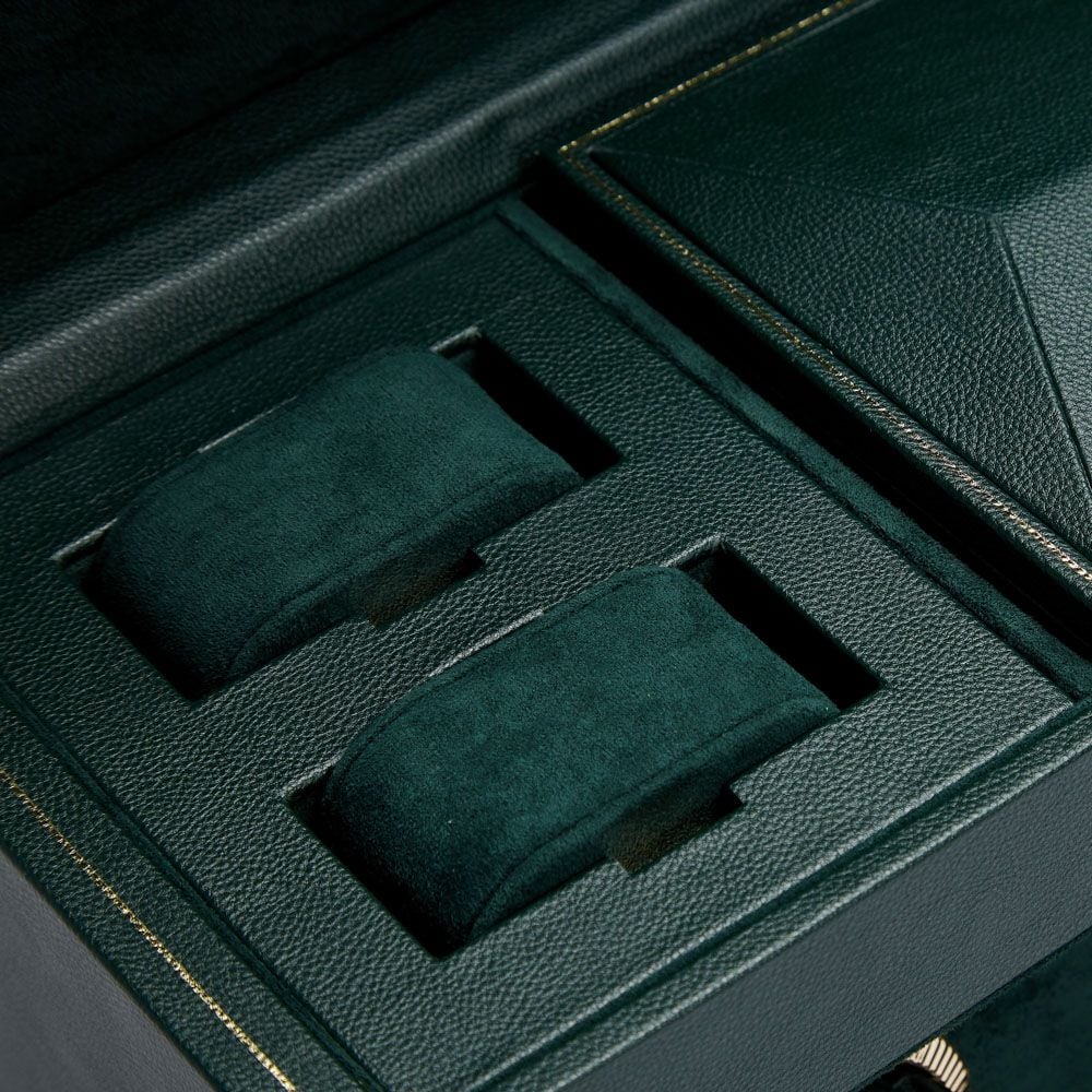 British Racing Green Triple Watch Winder with Storage