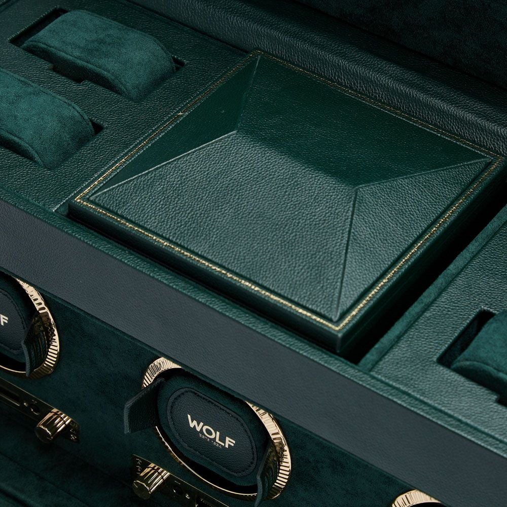 British Racing Green Triple Watch Winder with Storage