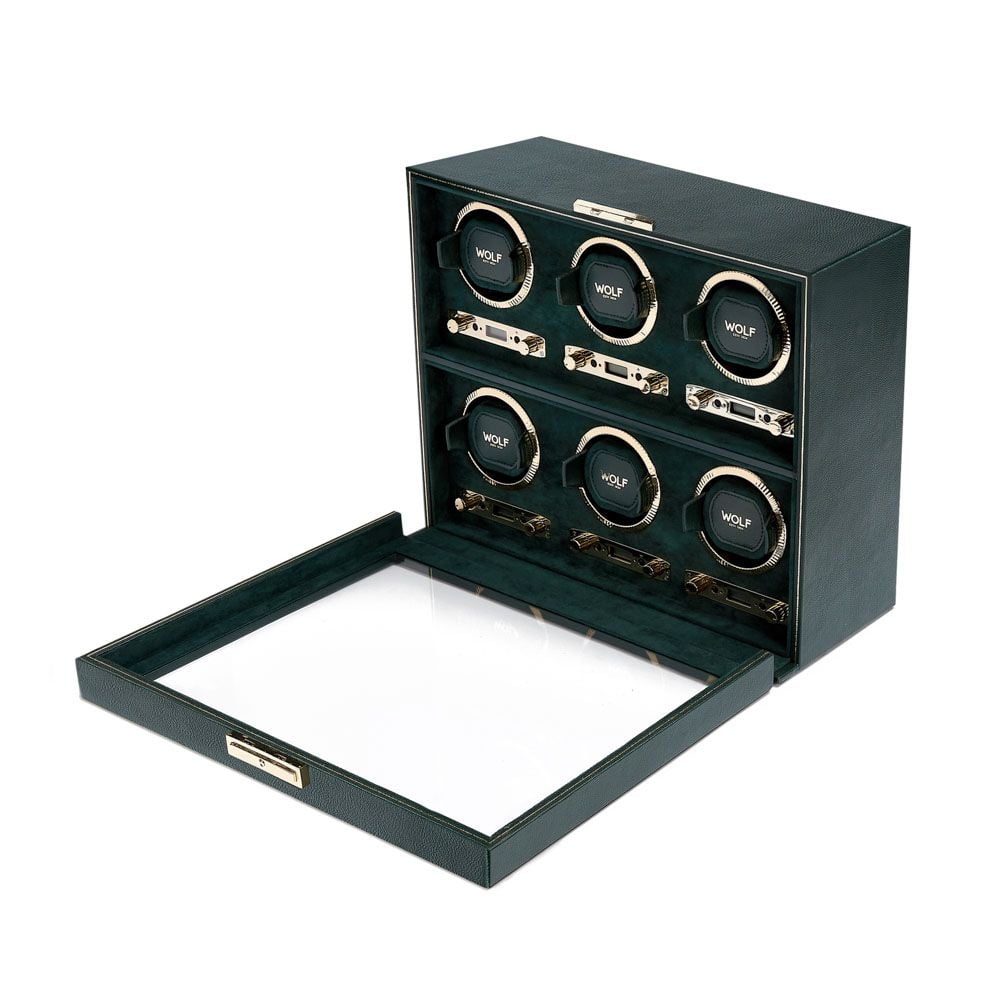 British Racing Green 6 Piece Watch Winder