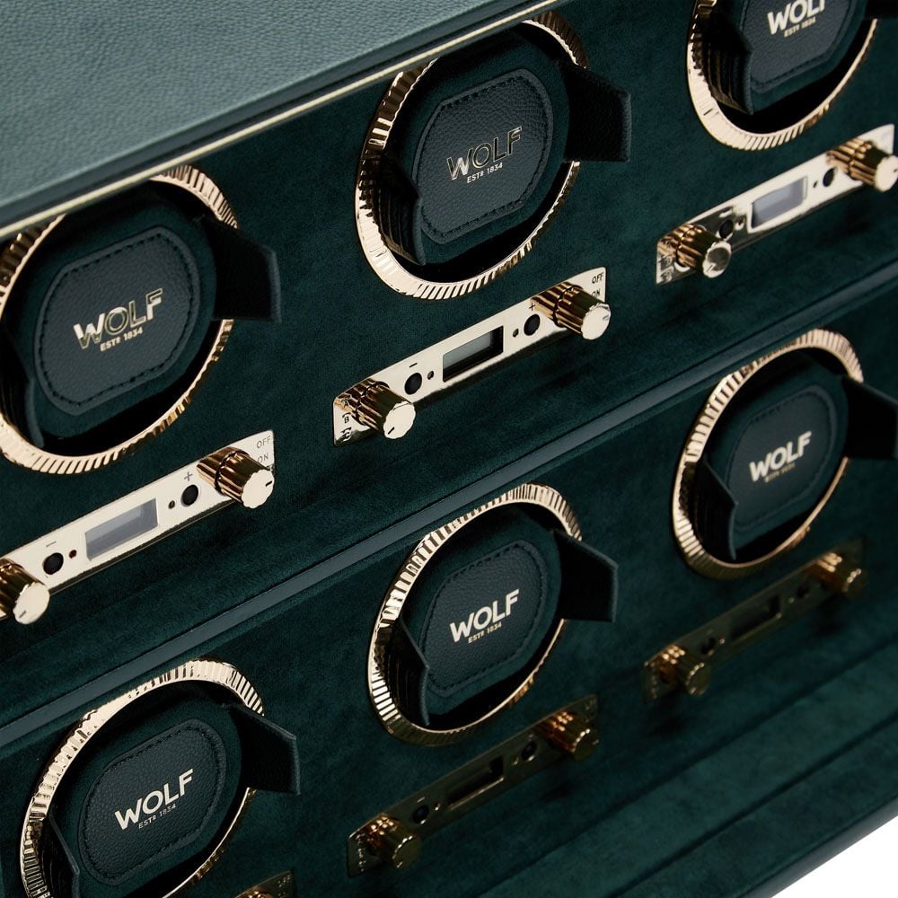 British Racing Green 6 Piece Watch Winder