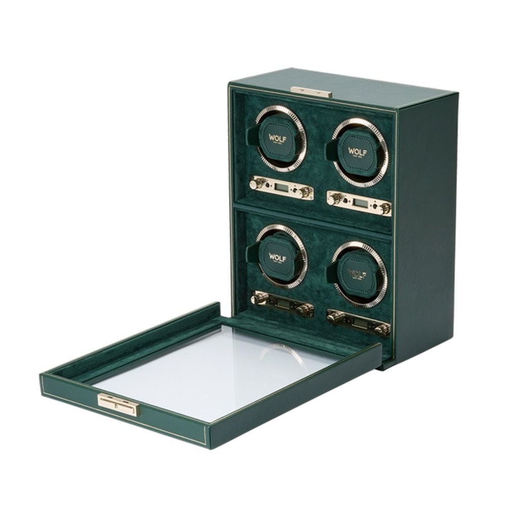 British Racing Green 4 Piece Watch Winder