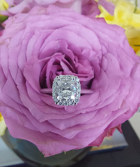 Cushion Cut Lab Grown Diamond Engagement Ring 1.29 Carat