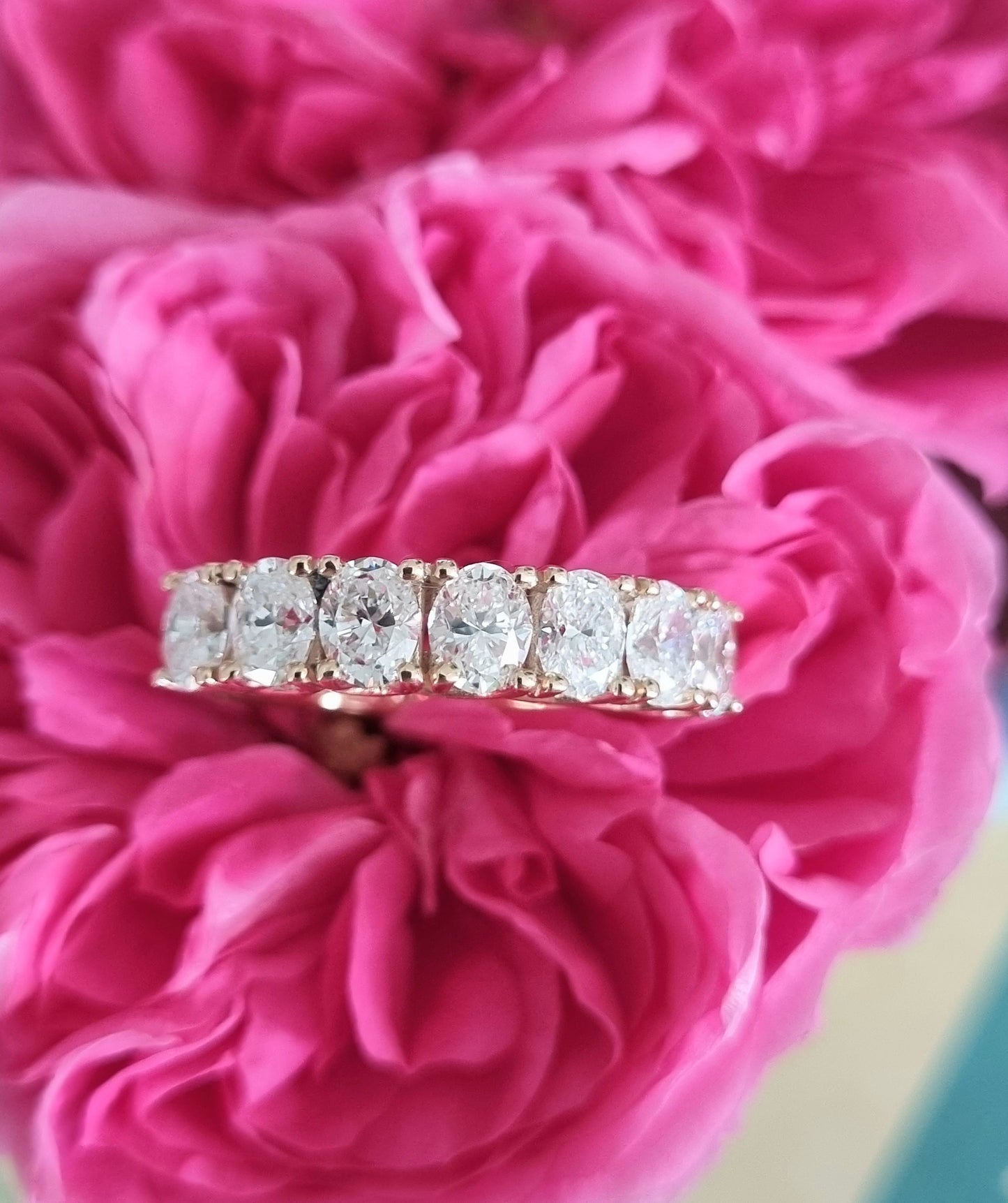 Lab Grown Diamond Oval Half Eternity Ring in Rose Gold