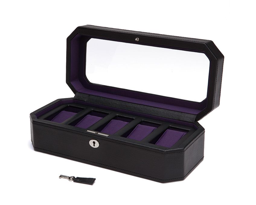 Windsor 5 Piece Watch Box Black/Purple