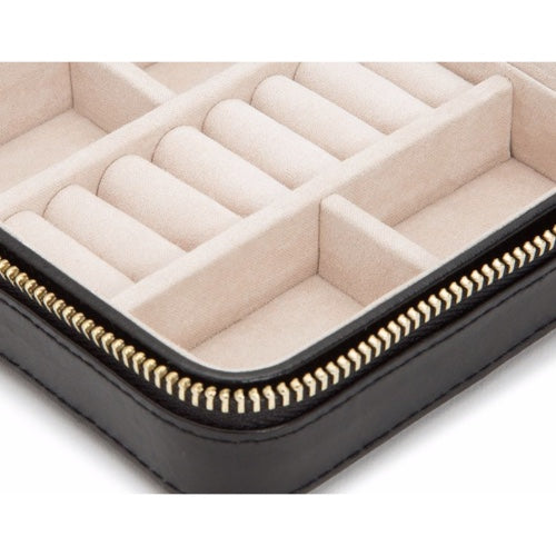 WOLF Jewellery Boxes Caroline Zip Travel Jewellery Case Black