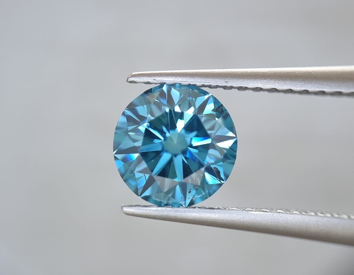 Fancy Intense Blue Round Brilliant Cut lab grown Diamond 1.51 Carat