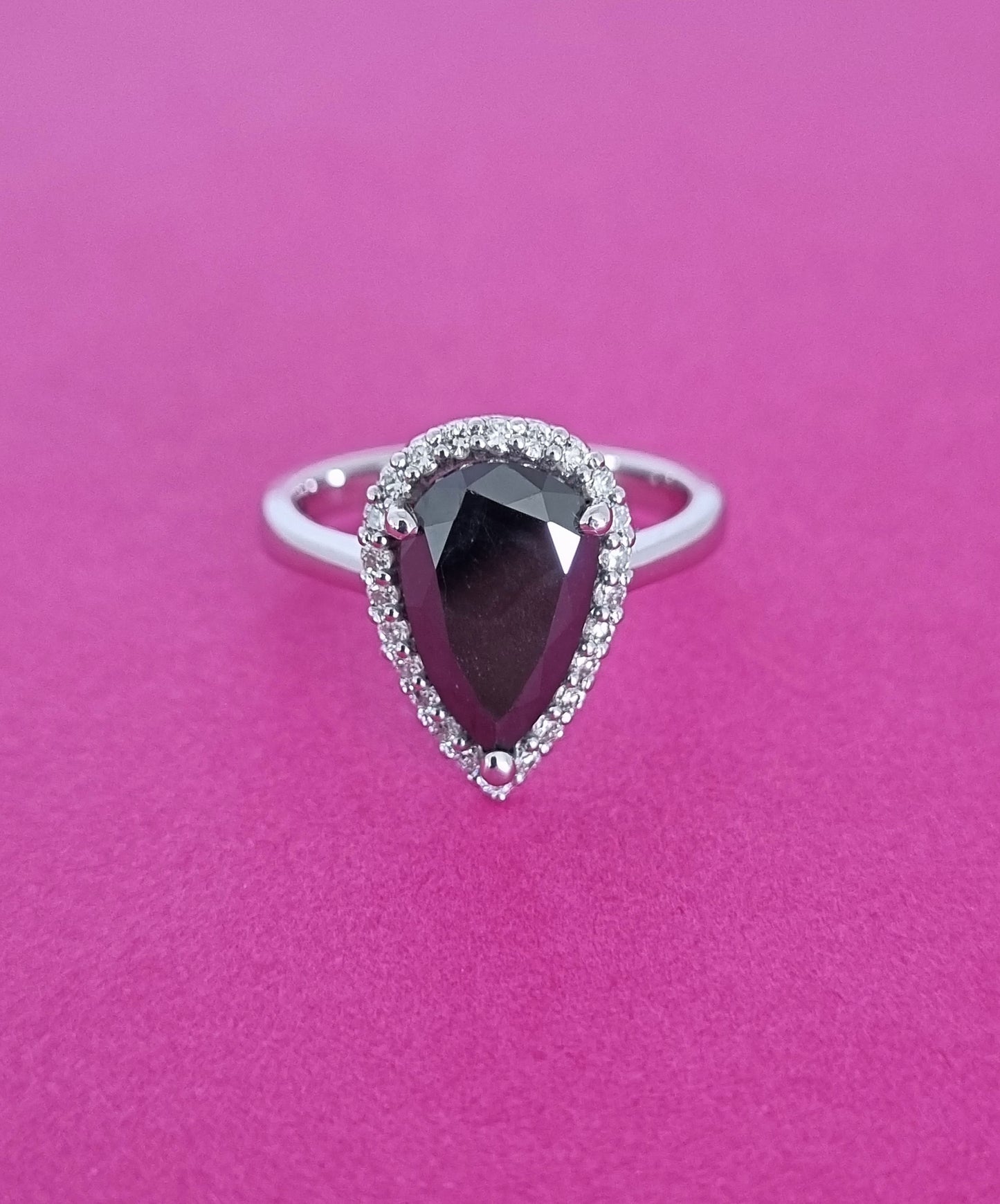 Pear Cut 2.48 Carat Black Diamond Ring