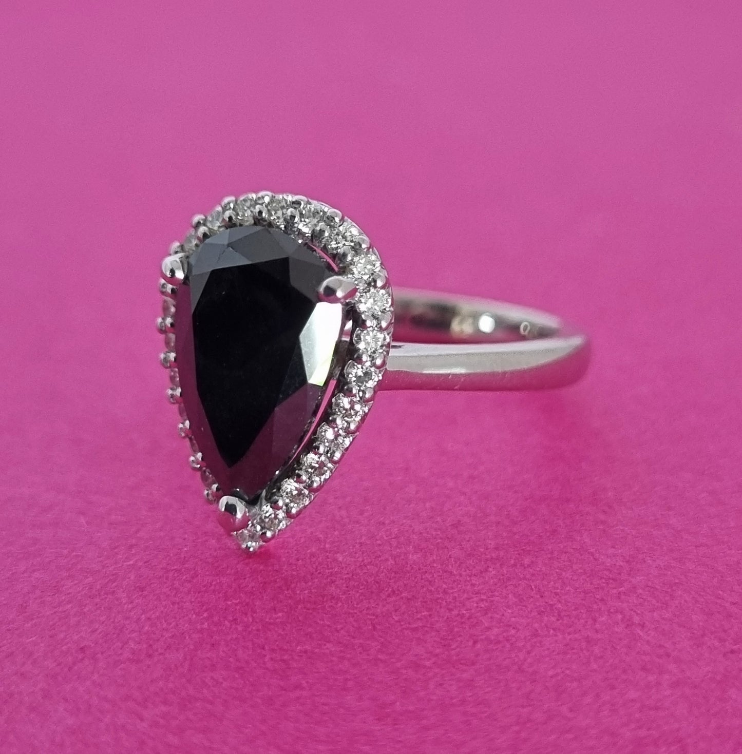 Pear Cut 2.48 Carat Black Diamond Ring